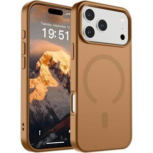 Brown I-phone 17 Pro Max Case Compatible Mag Safe Matte Shockproof